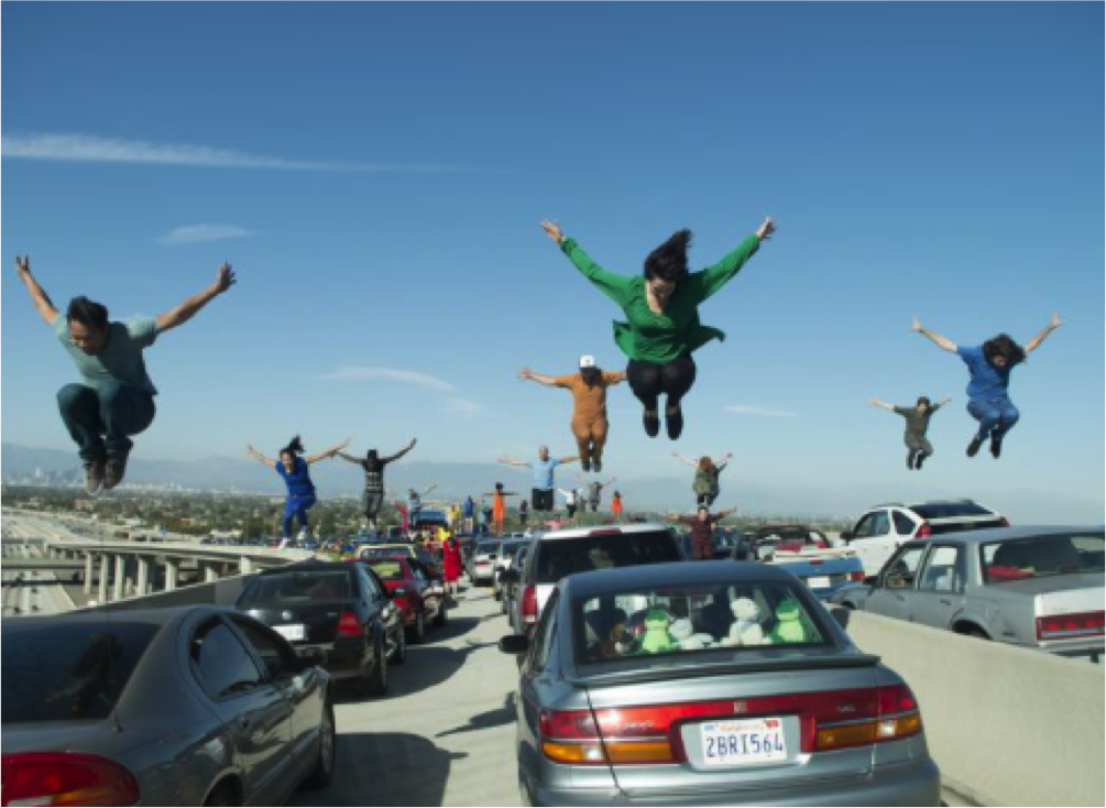 Traffic jam dancing scene in La La Land